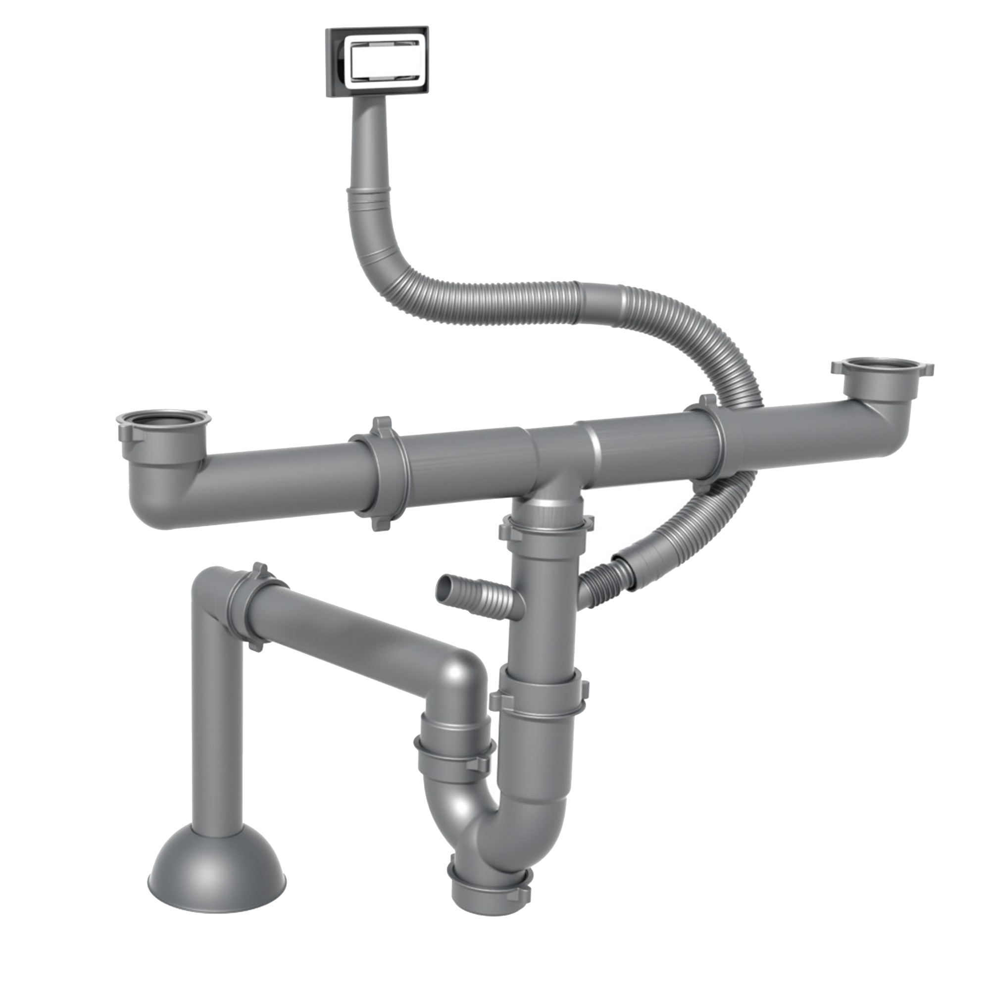 siphon chậu rửa bát 2 hố Konox